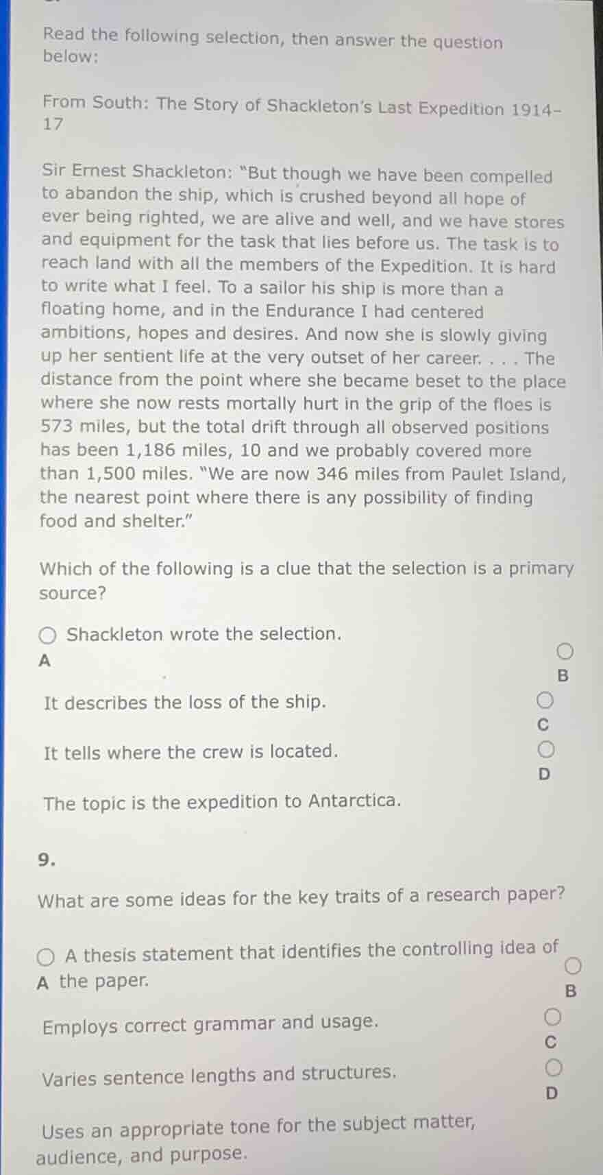 read the following selection, then answer the question below: from sout…