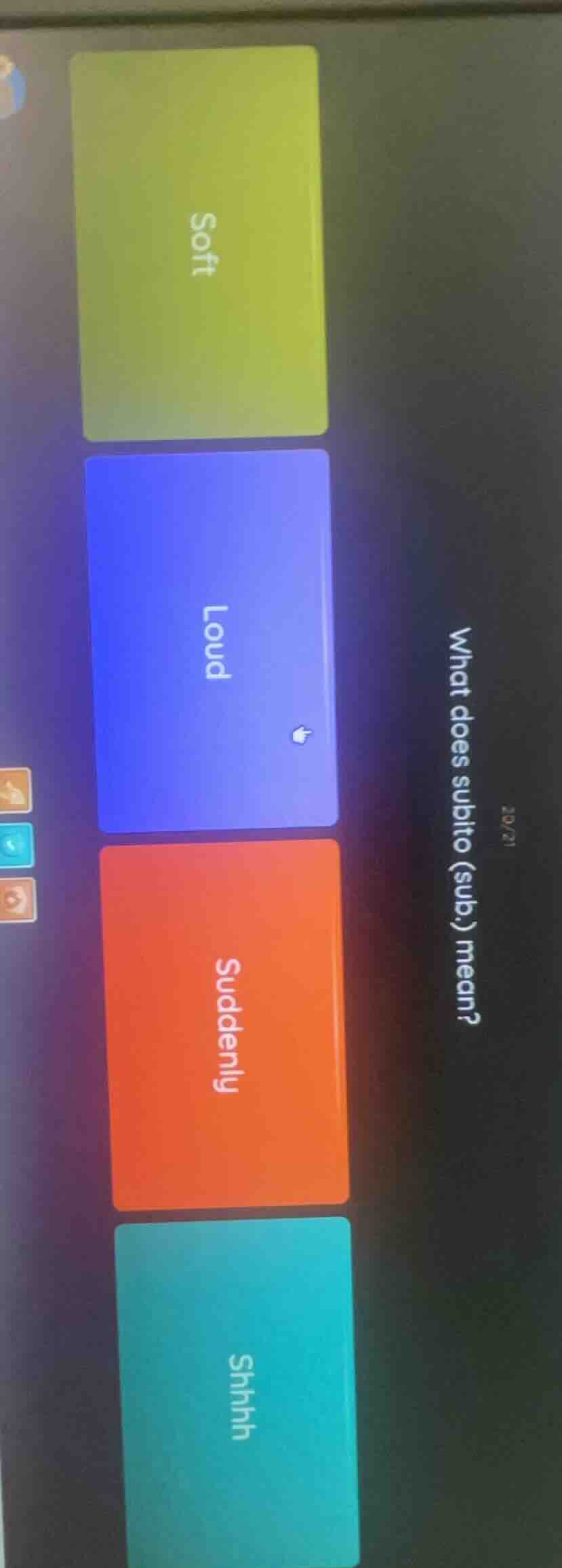 what does subito (sub.) mean? soft loud suddenly shhhh