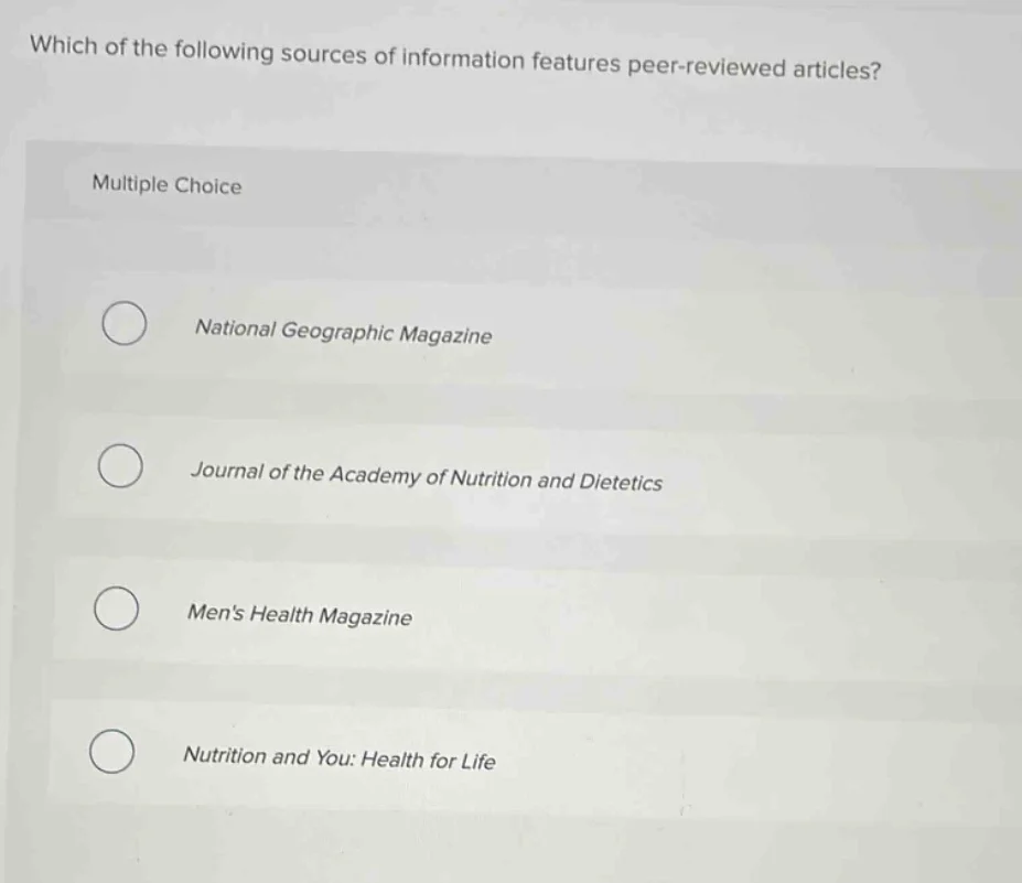 which of the following sources of information features peer - reviewed …