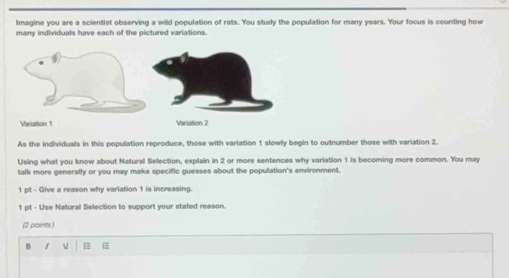 imagine you are a scientist observing a wild population of rats. you st…