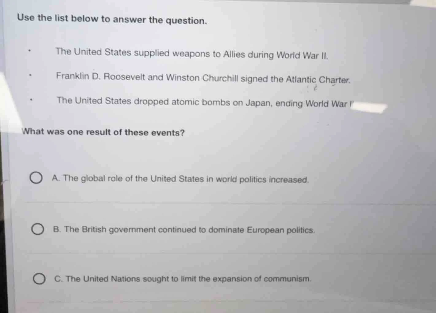use the list below to answer the question. - the united states supplied…