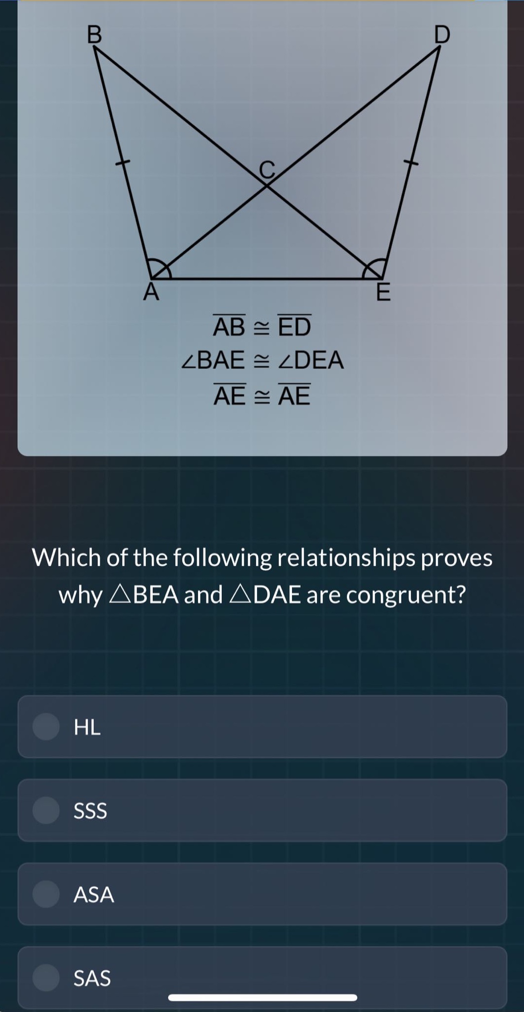 which of the following relationships proves why $\\triangle bea$ and $\…