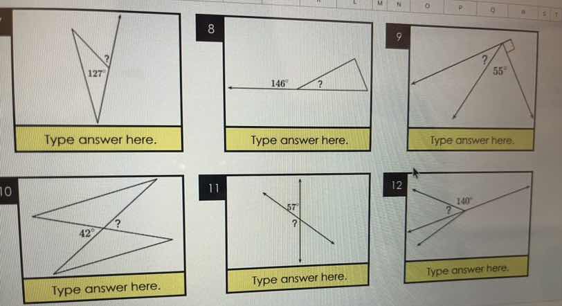 there are six figures with angles and type answer here. prompts. the fi…