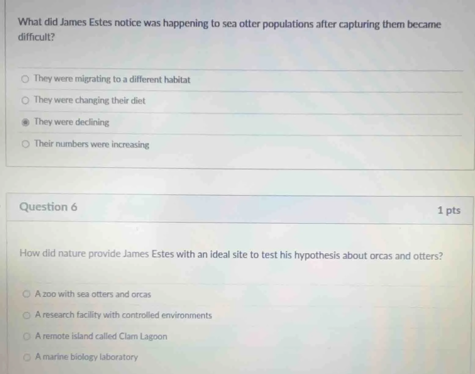 what did james estes notice was happening to sea otter populations afte…