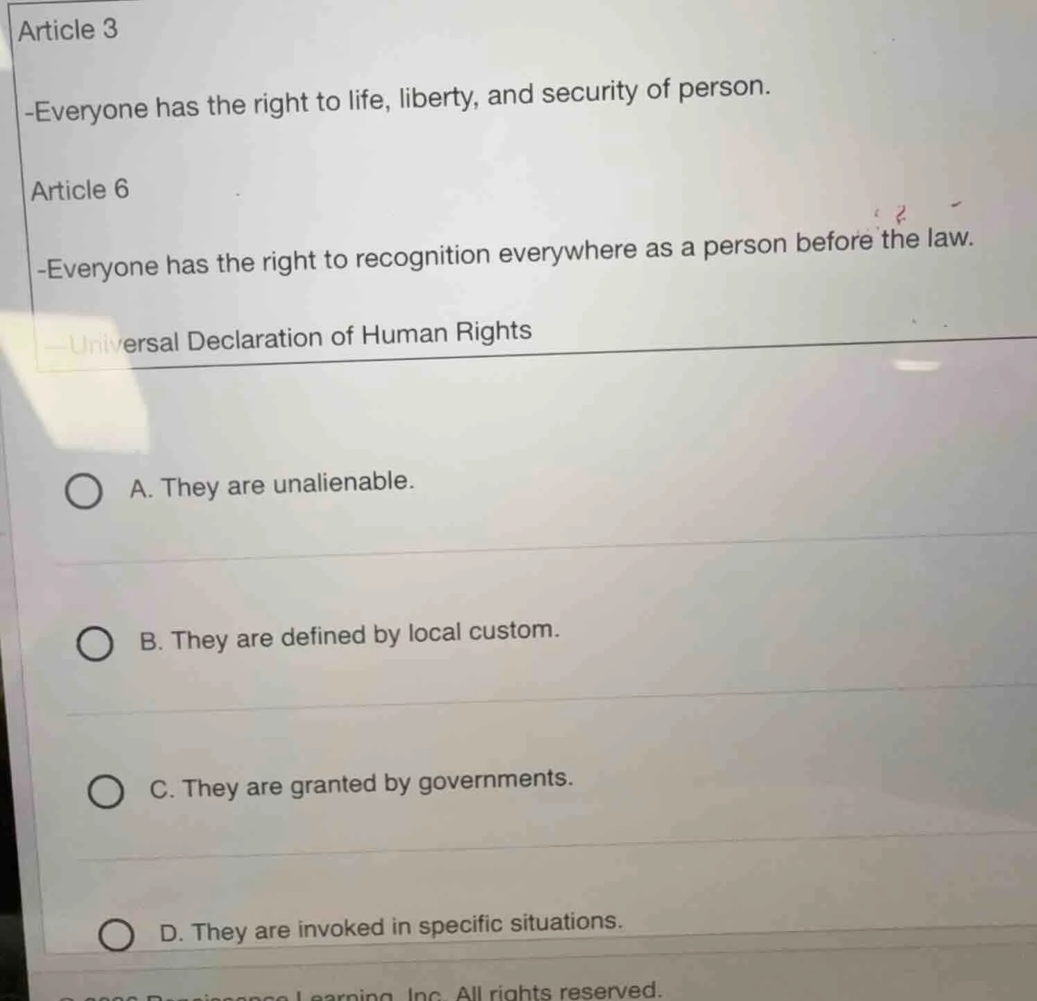 article 3 -everyone has the right to life, liberty, and security of per…