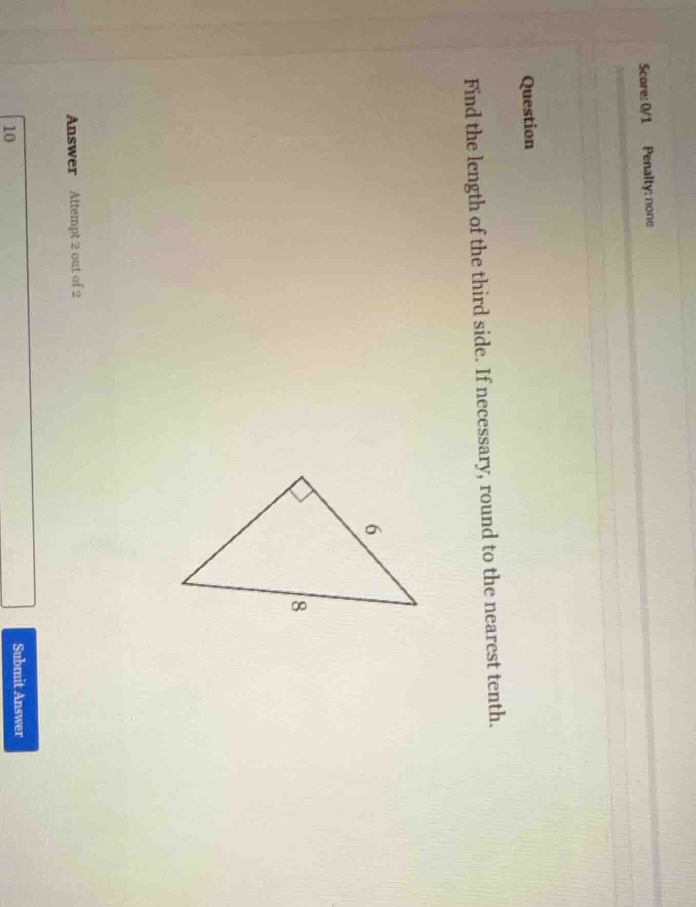 question find the length of the third side. if necessary, round to the …