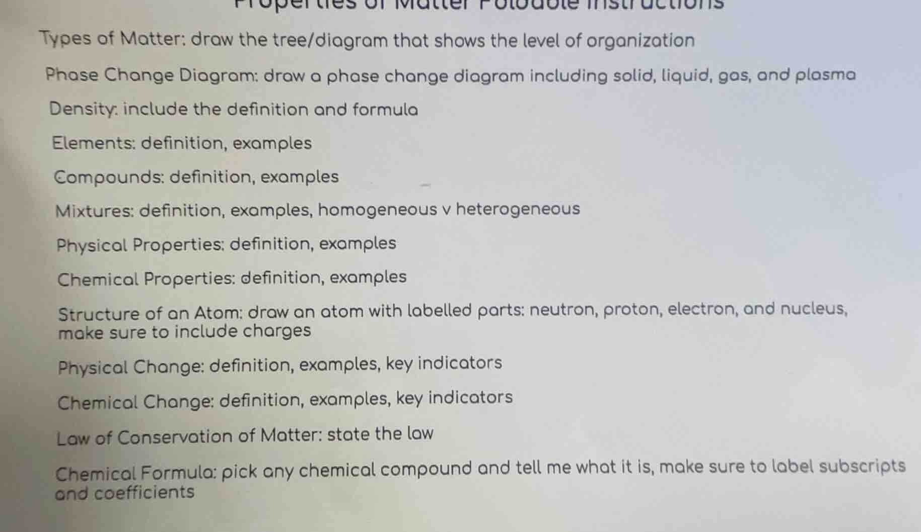 properties of matter foldable instructions types of matter: draw the tr…