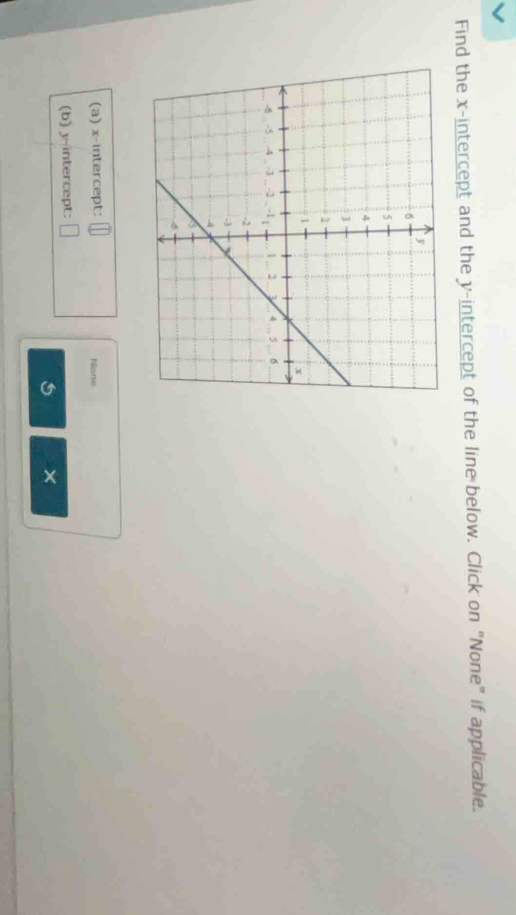 find the x-intercept and the y-intercept of the line below. click on on…