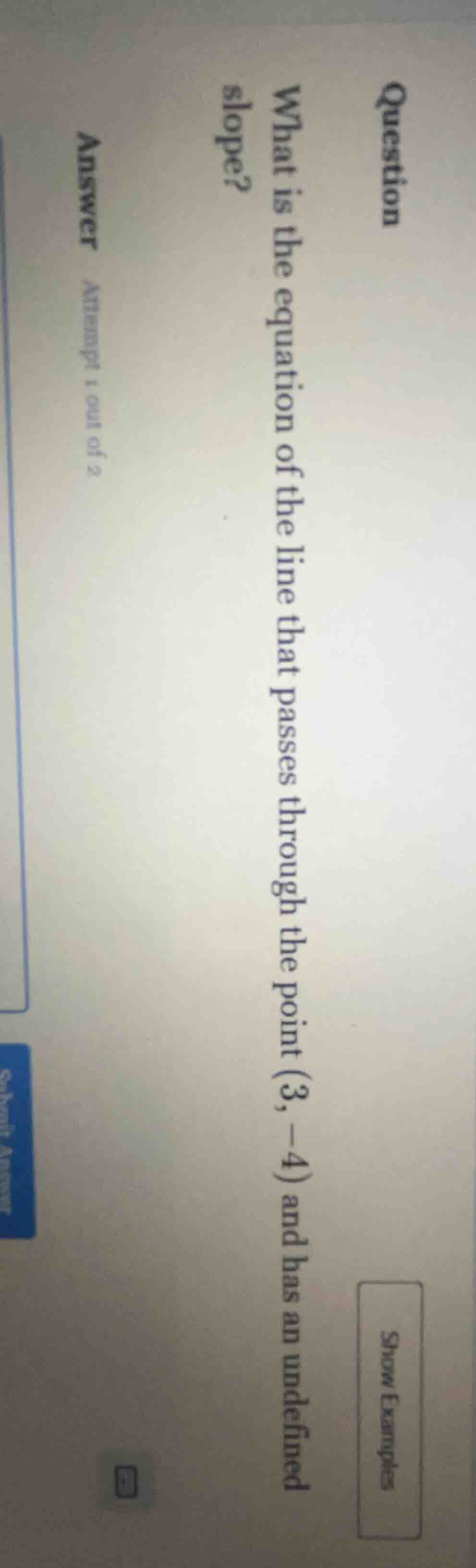 question what is the equation of the line that passes through the point…