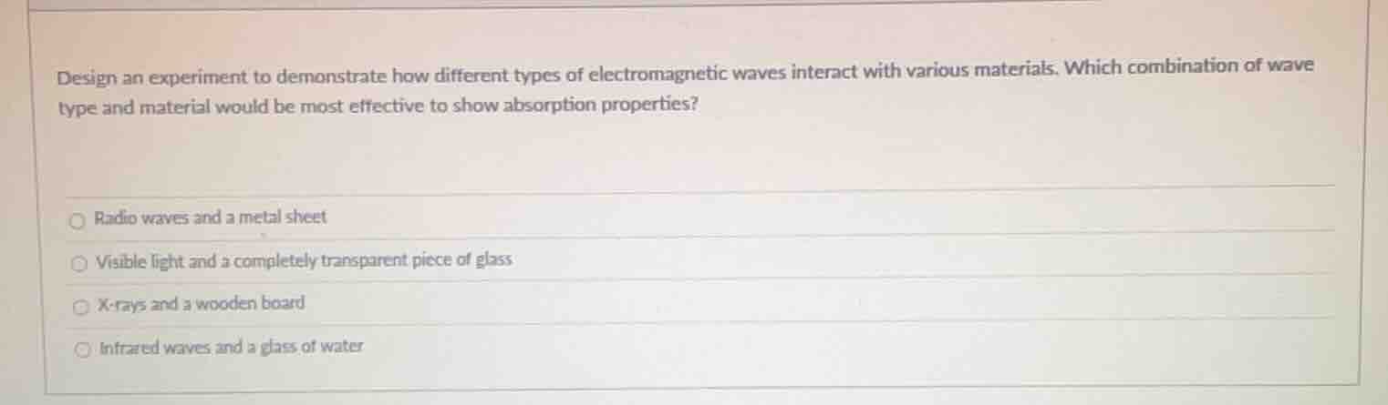 design an experiment to demonstrate how different types of electromagne…