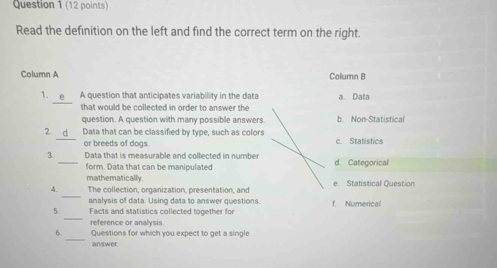 question 1 (12 points) read the definition on the left and find the cor…