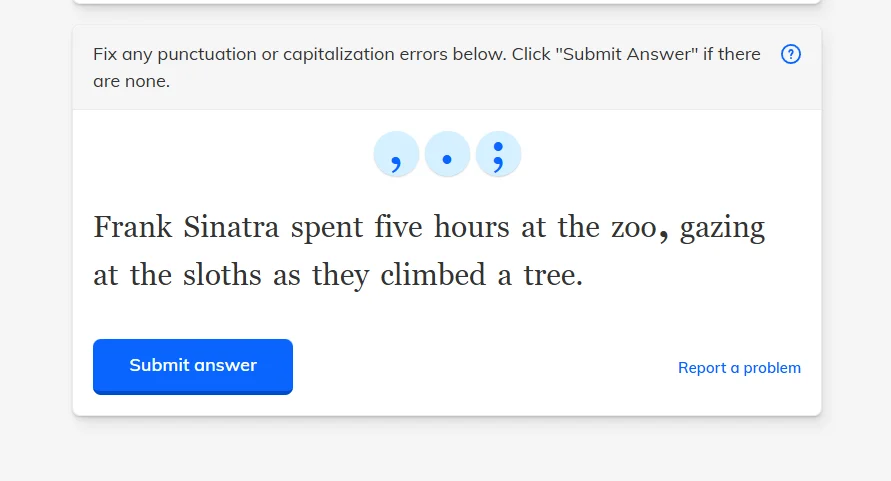 fix any punctuation or capitalization errors below. click \submit answe…