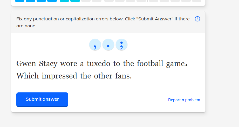 fix any punctuation or capitalization errors below. click \submit answe…