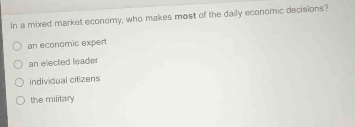 in a mixed market economy, who makes most of the daily economic decisio…
