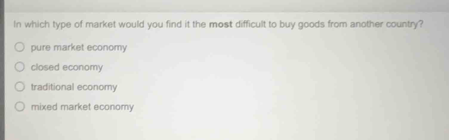 in which type of market would you find it the most difficult to buy goo…