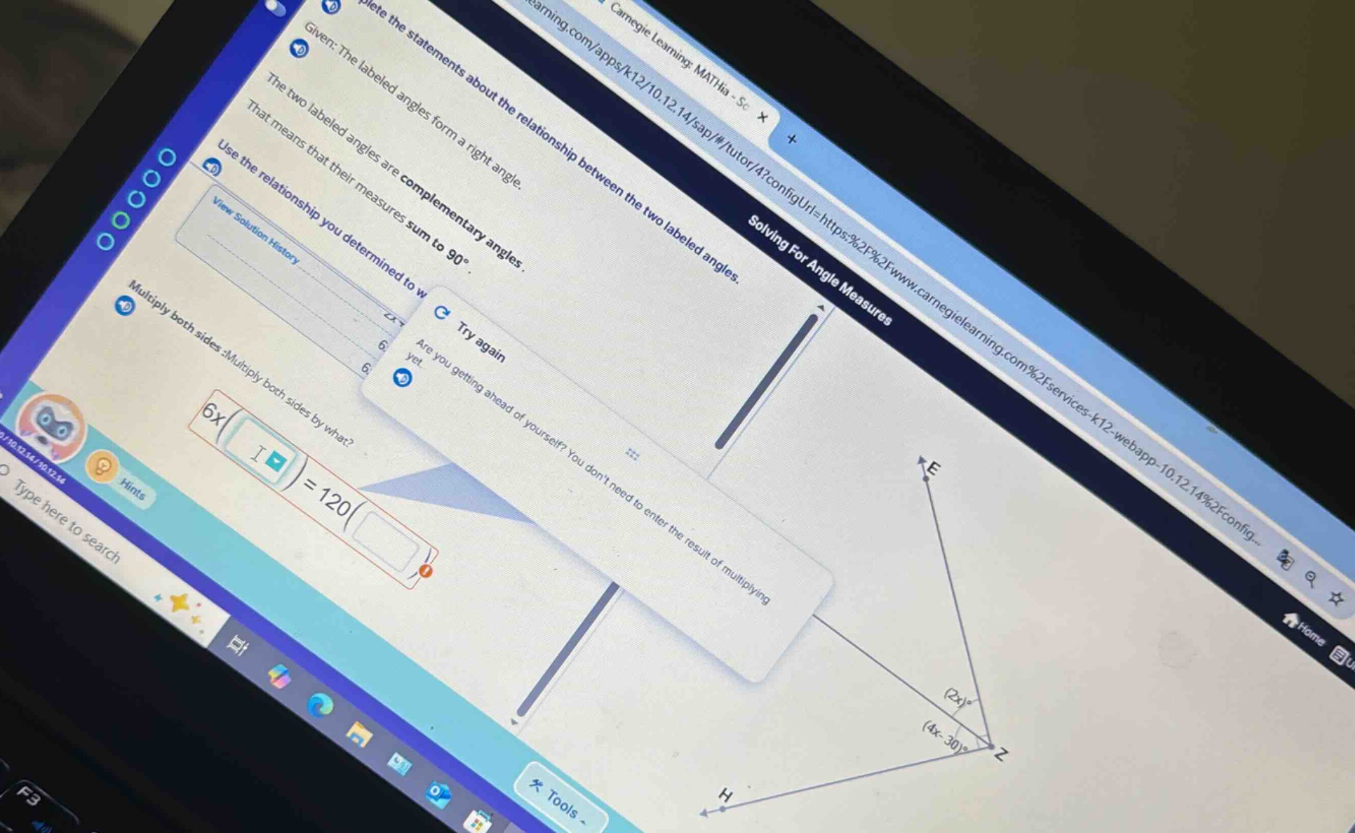 plete the statements about the relationship between the two labeled ang…