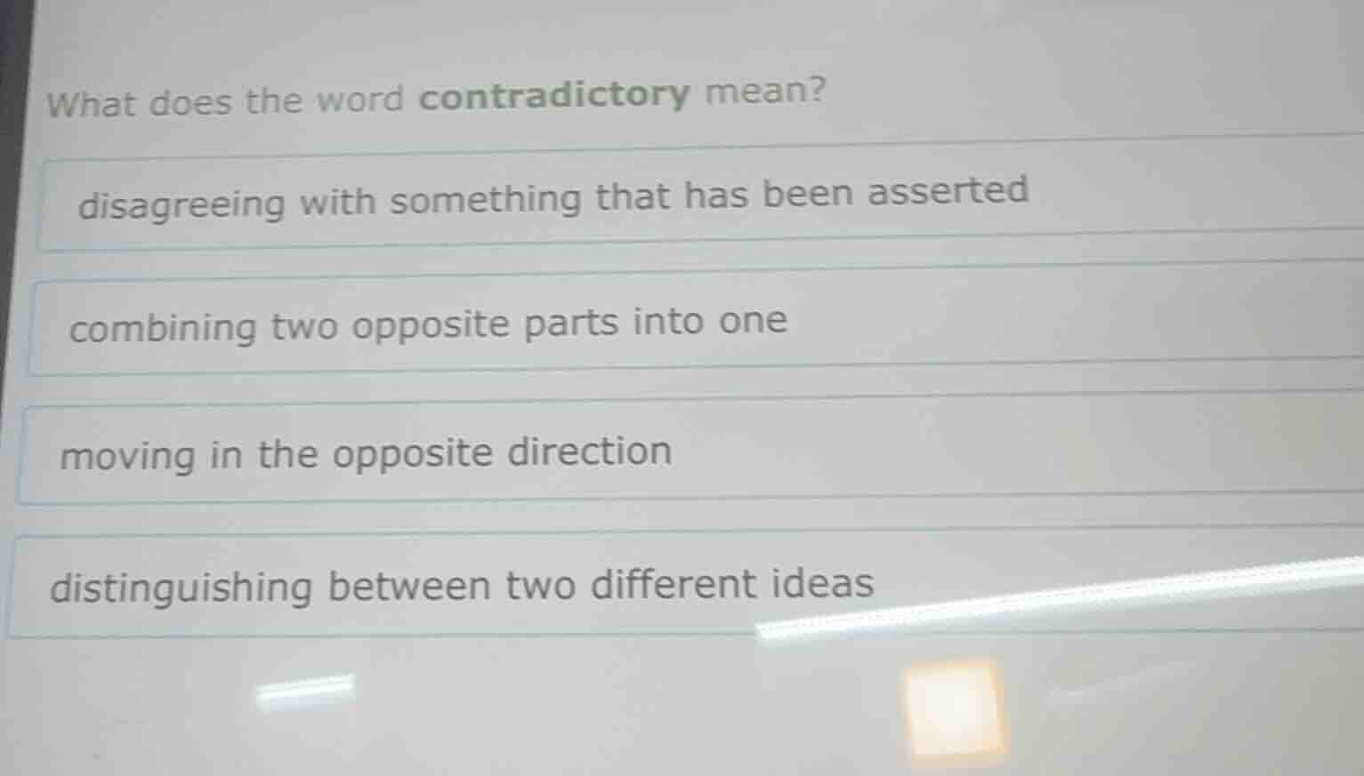 what does the word contradictory mean? disagreeing with something that …