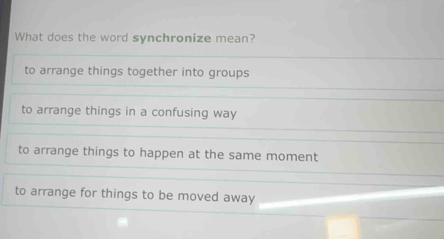 what does the word synchronize mean? to arrange things together into gr…