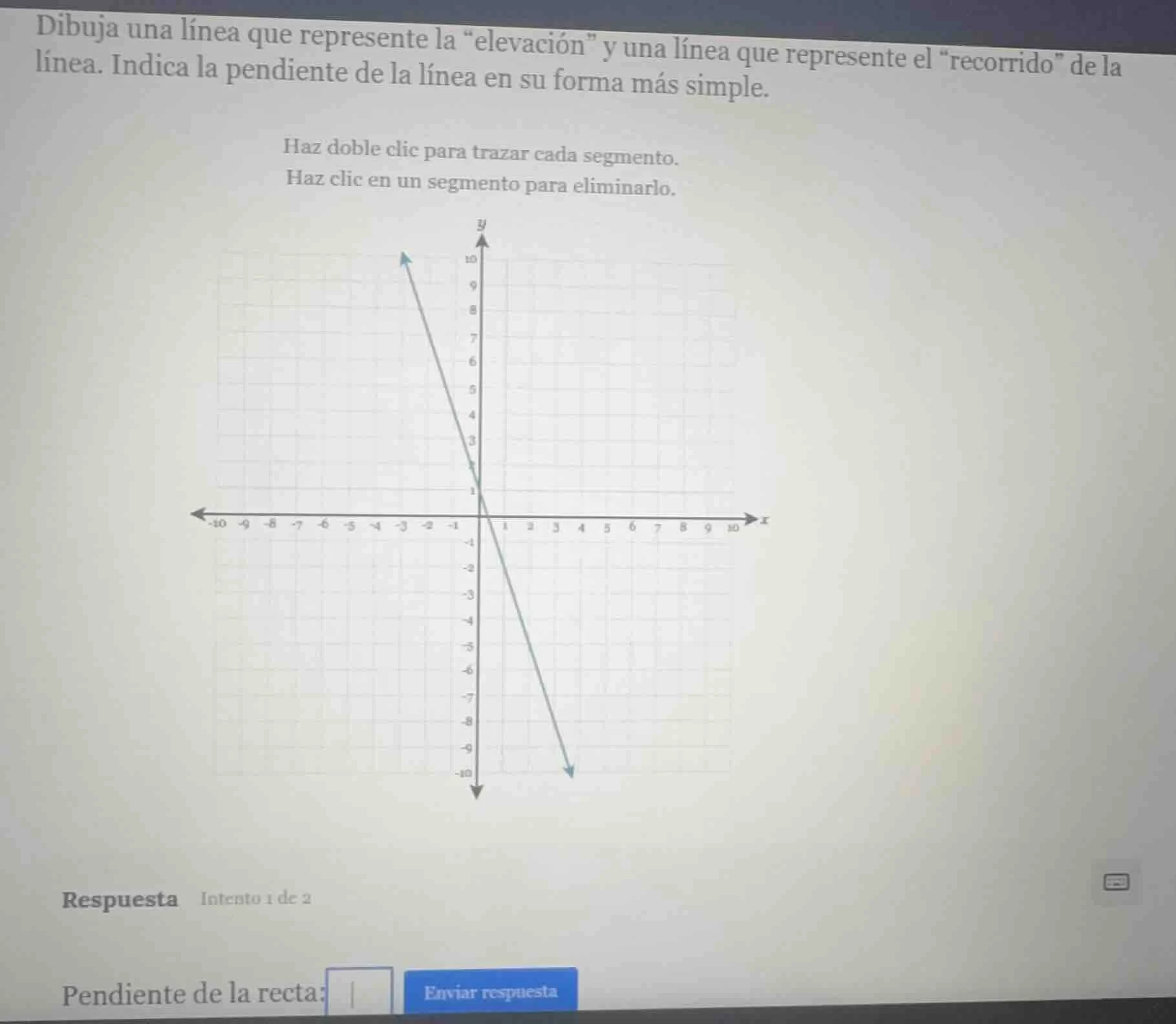 dibuja una línea que represente la \elevación\ y una línea que represen…