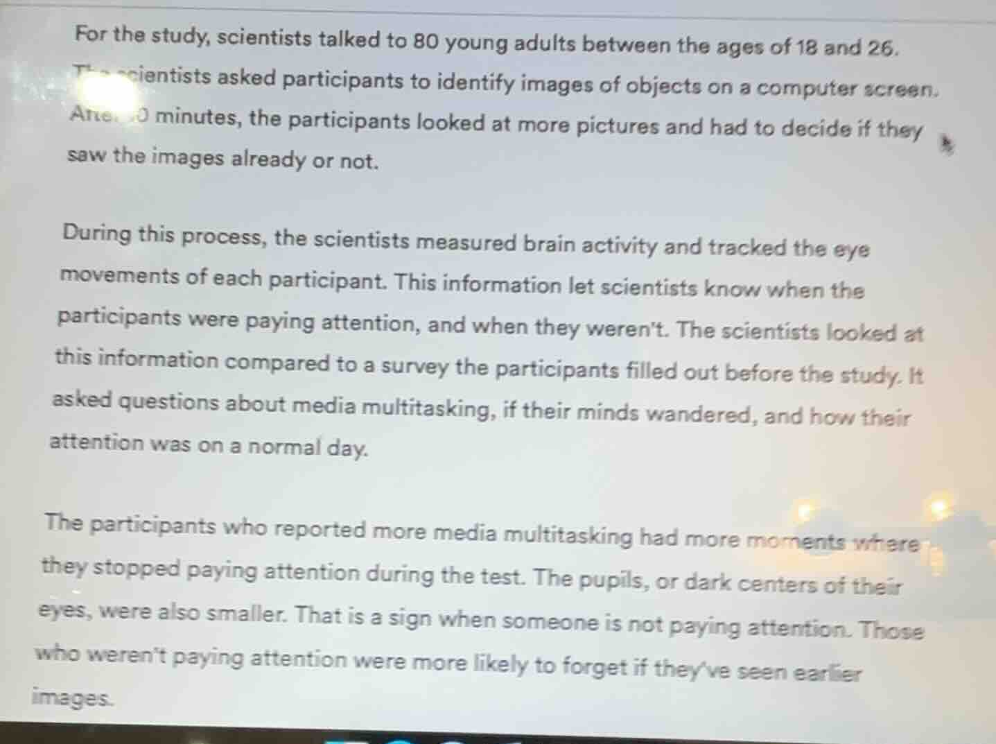 for the study, scientists talked to 80 young adults between the ages of…