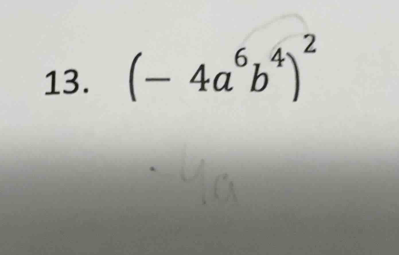 13. $(-4a^{6}b^{4})^{2}$