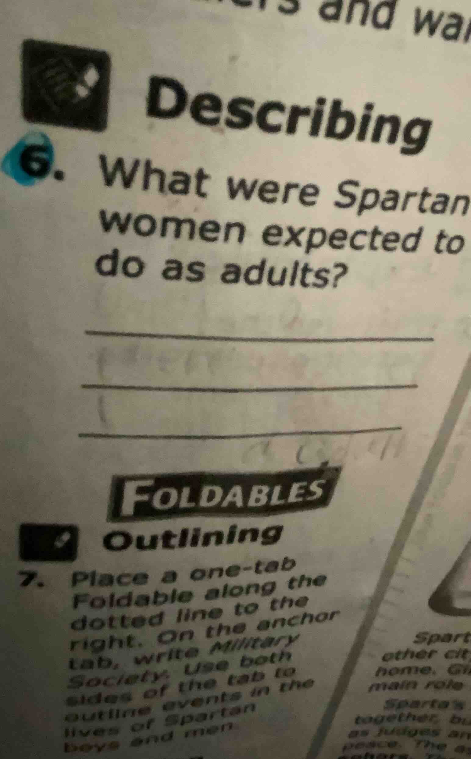 6. what were spartan women expected to do as adults? 7. place a one - t…
