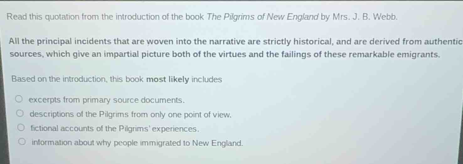 read this quotation from the introduction of the book the pilgrims of n…
