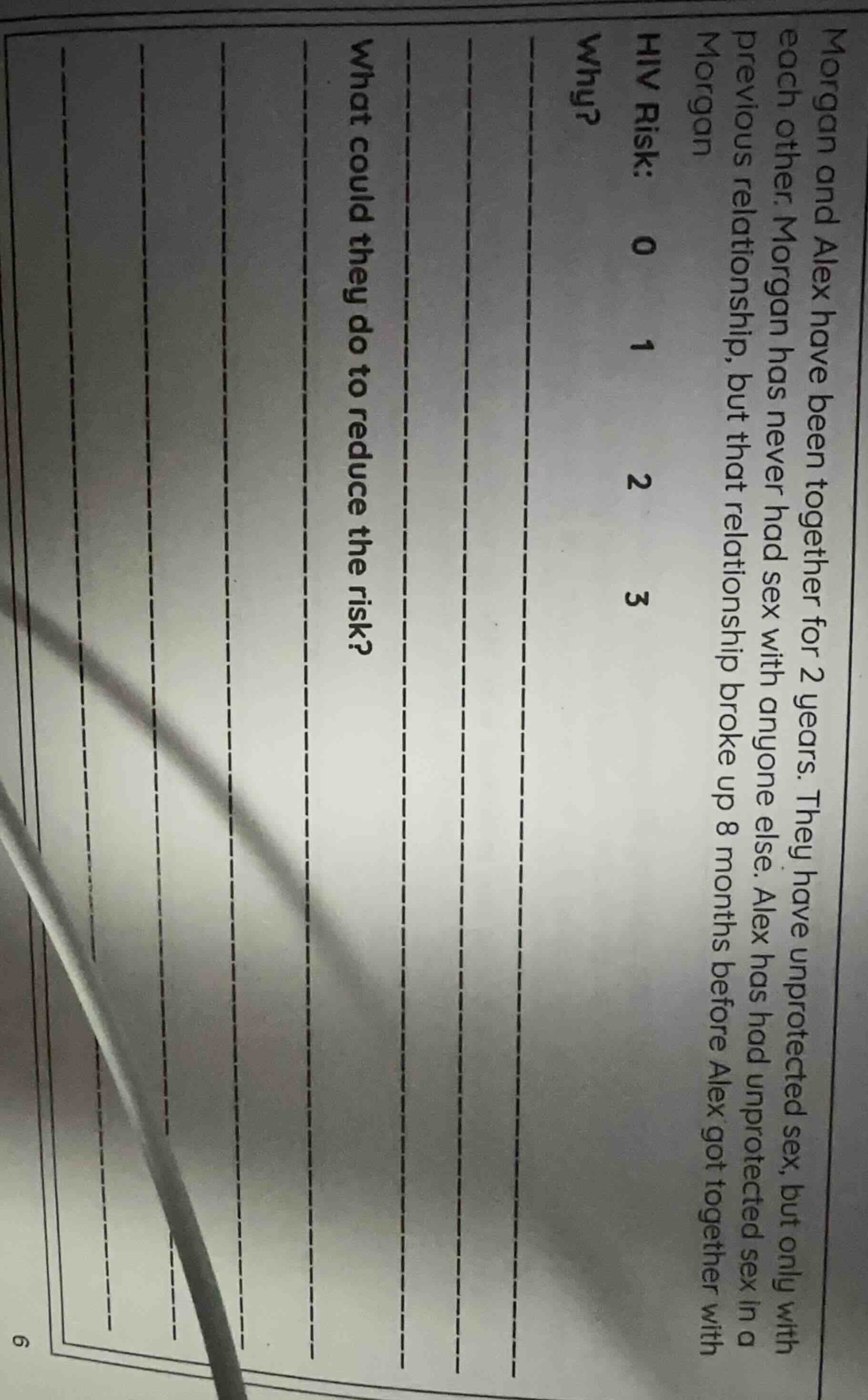 morgan and alex have been together for 2 years. they have unprotected s…