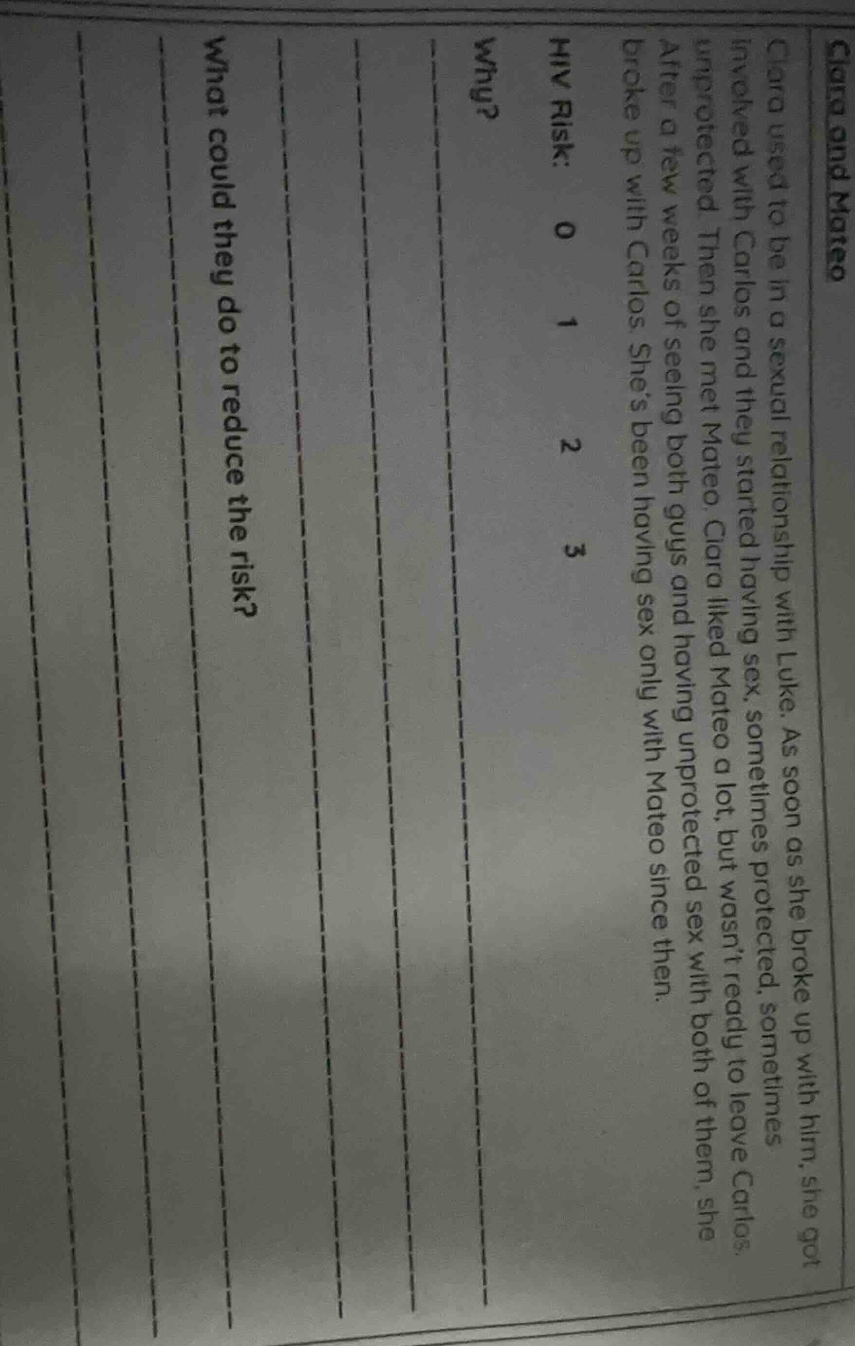 clara and mateo clara used to be in a sexual relationship with luke. as…