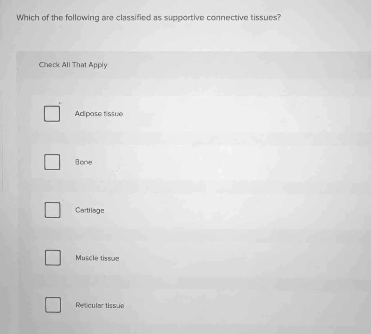 which of the following are classified as supportive connective tissues?…