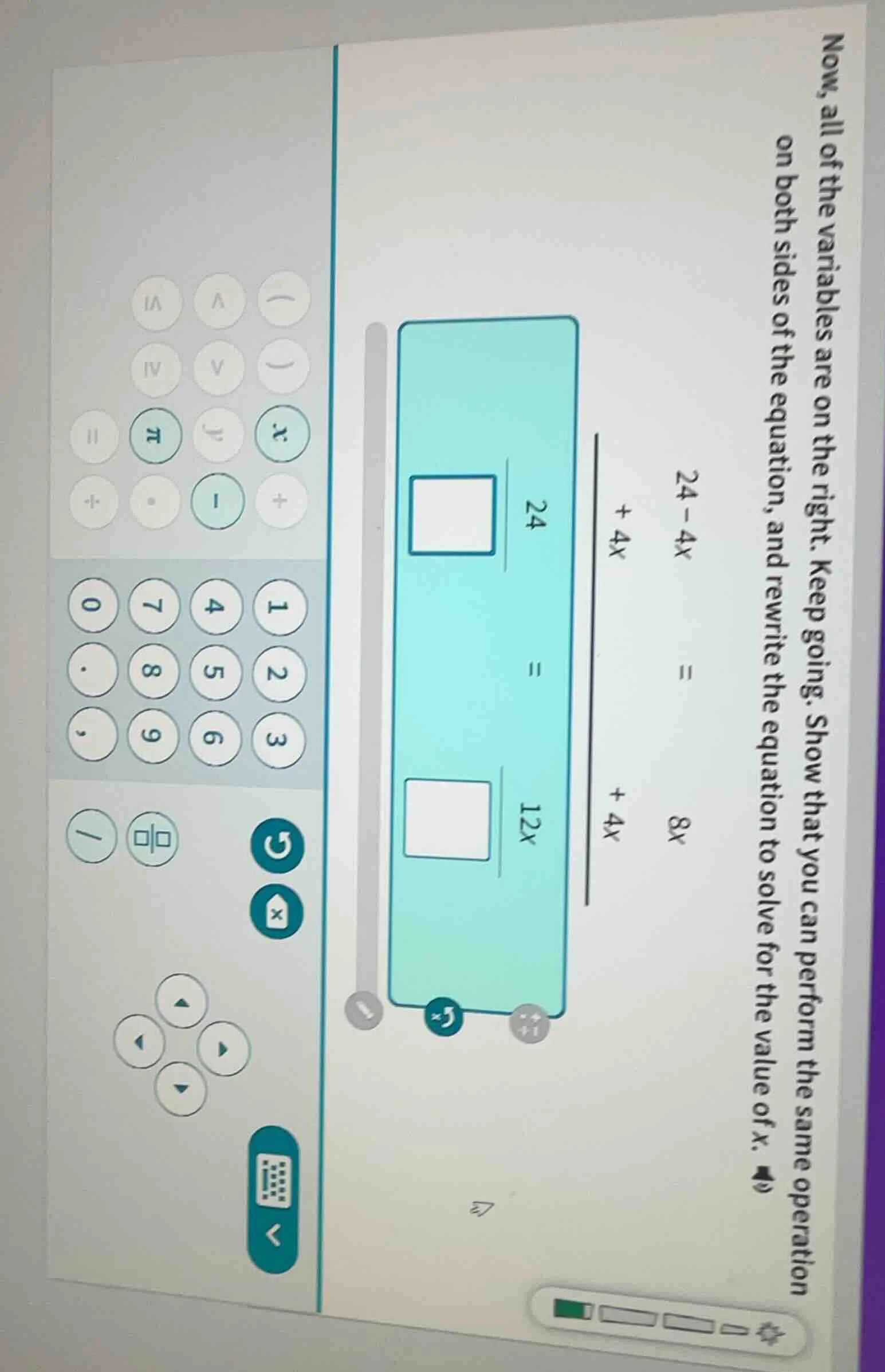 now, all of the variables are on the right. keep going. show that you c…
