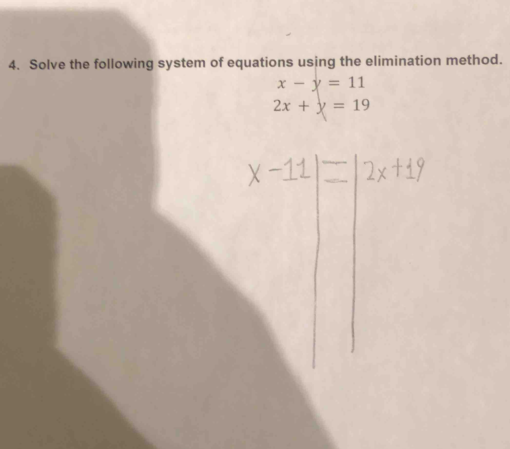 4. solve the following system of equations using the elimination method…