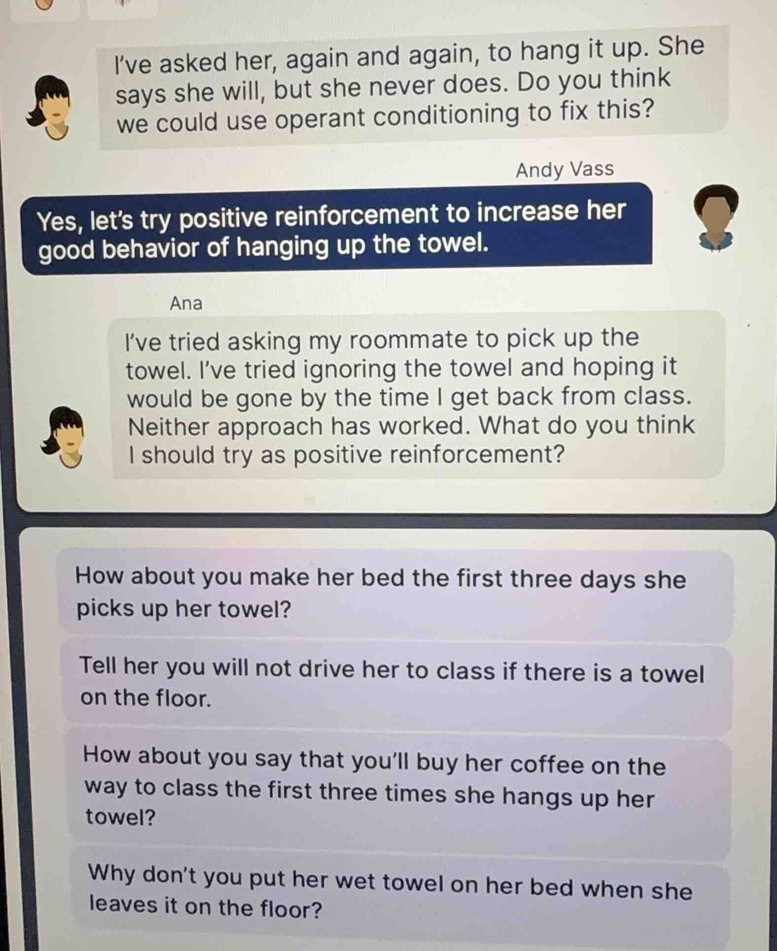 i’ve asked her, again and again, to hang it up. she says she will, but …