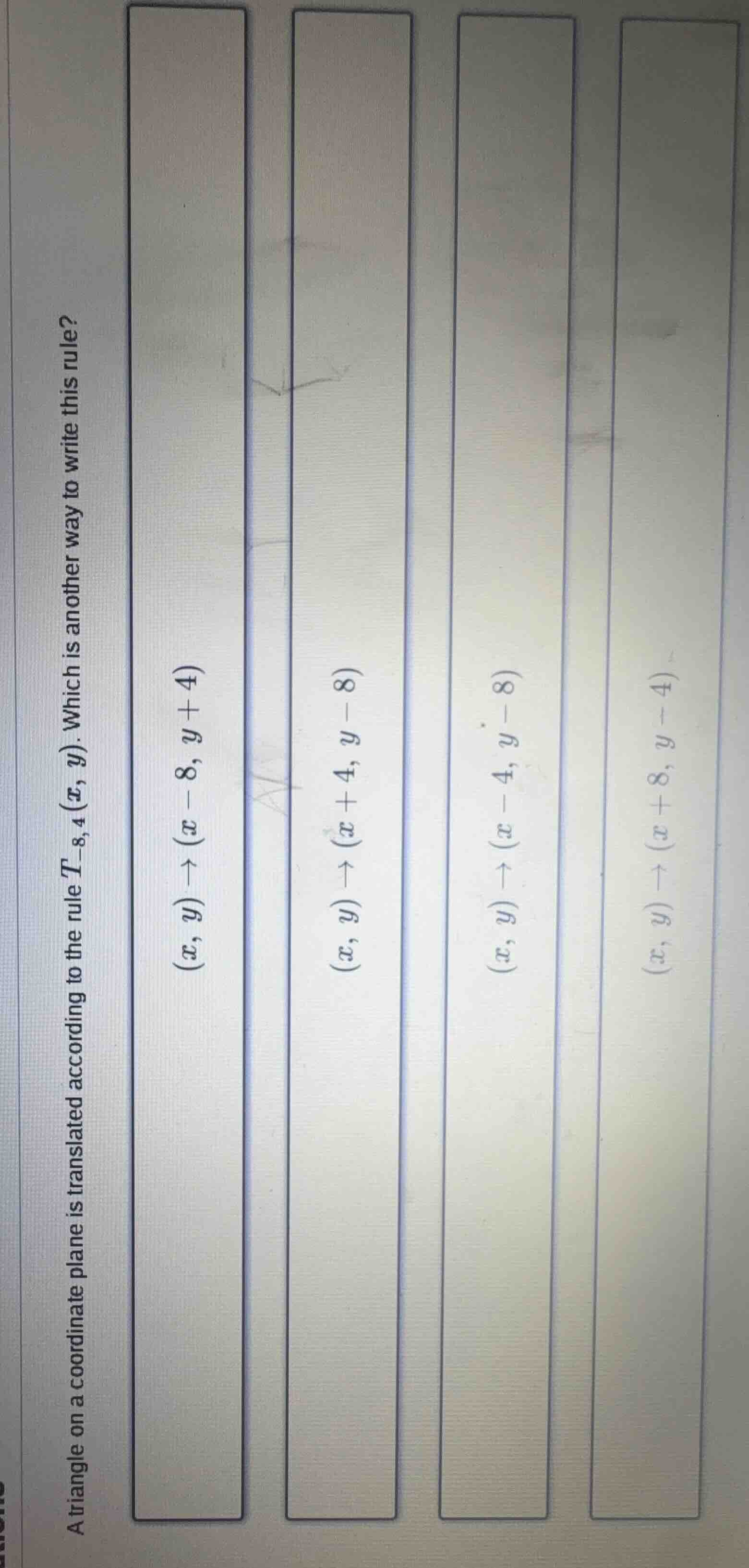 a triangle on a coordinate plane is translated according to the rule ( …
