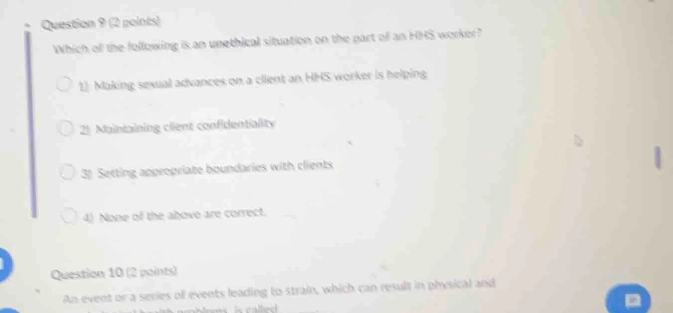 question 9 (2 points) which of the following is an unethical situation …