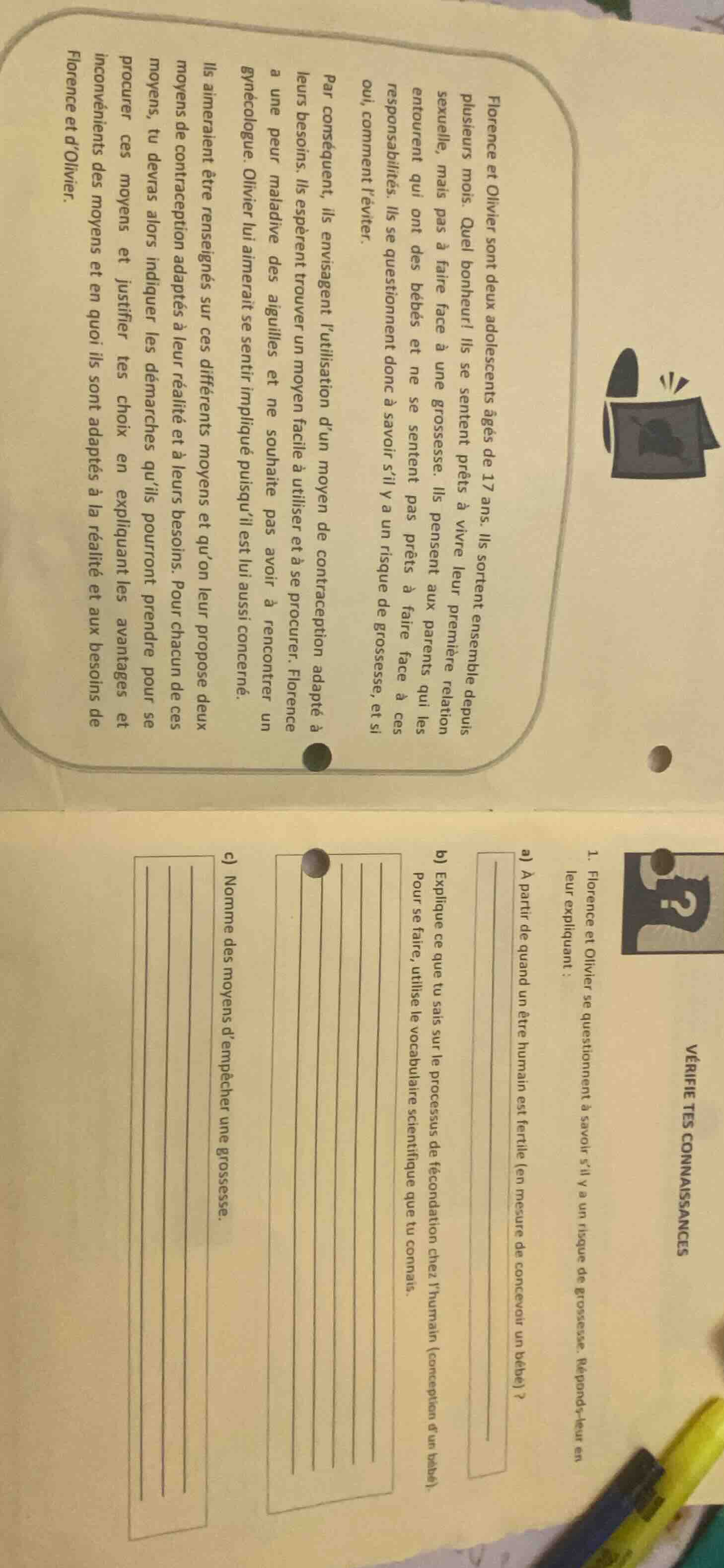 florence et olivier sont deux adolescents âgés de 17 ans. ils sortent e…