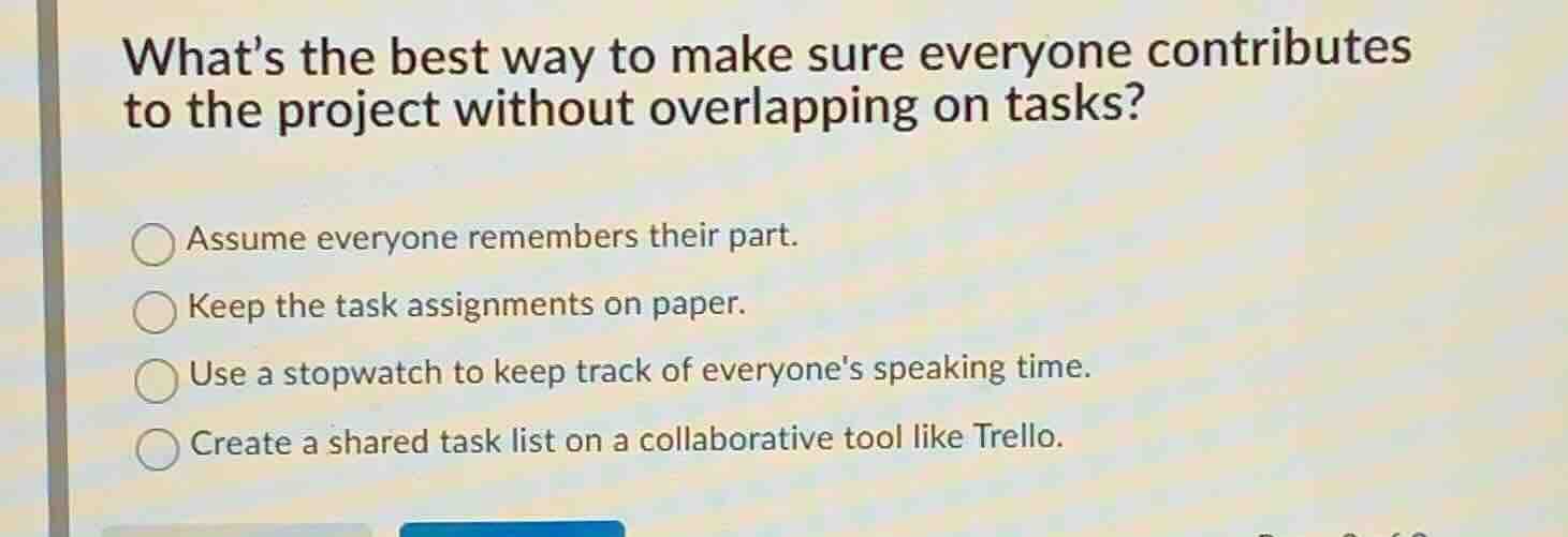 whats the best way to make sure everyone contributes to the project wit…