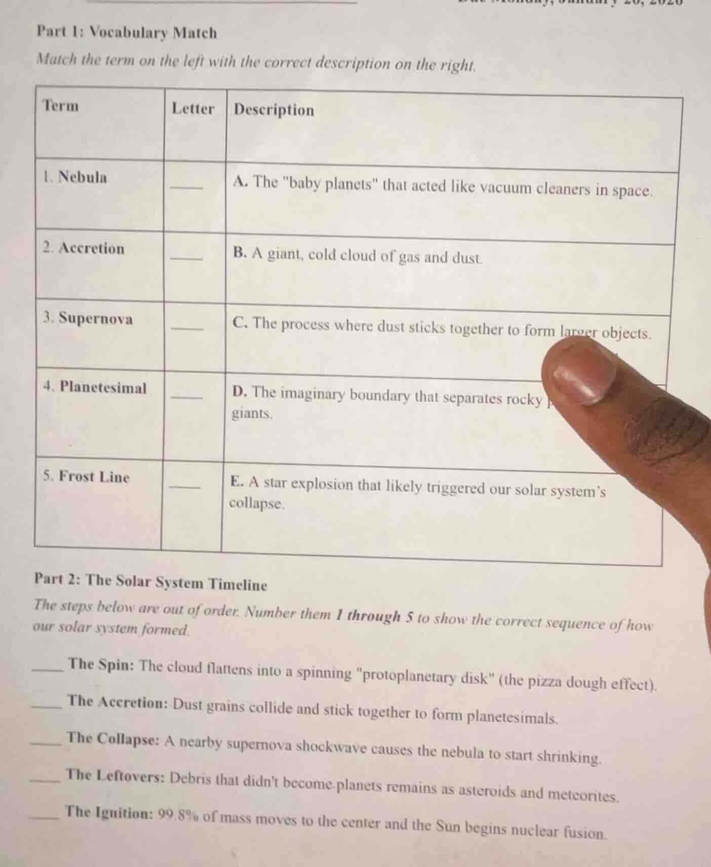 part 1: vocabulary match match the term on the left with the correct de…