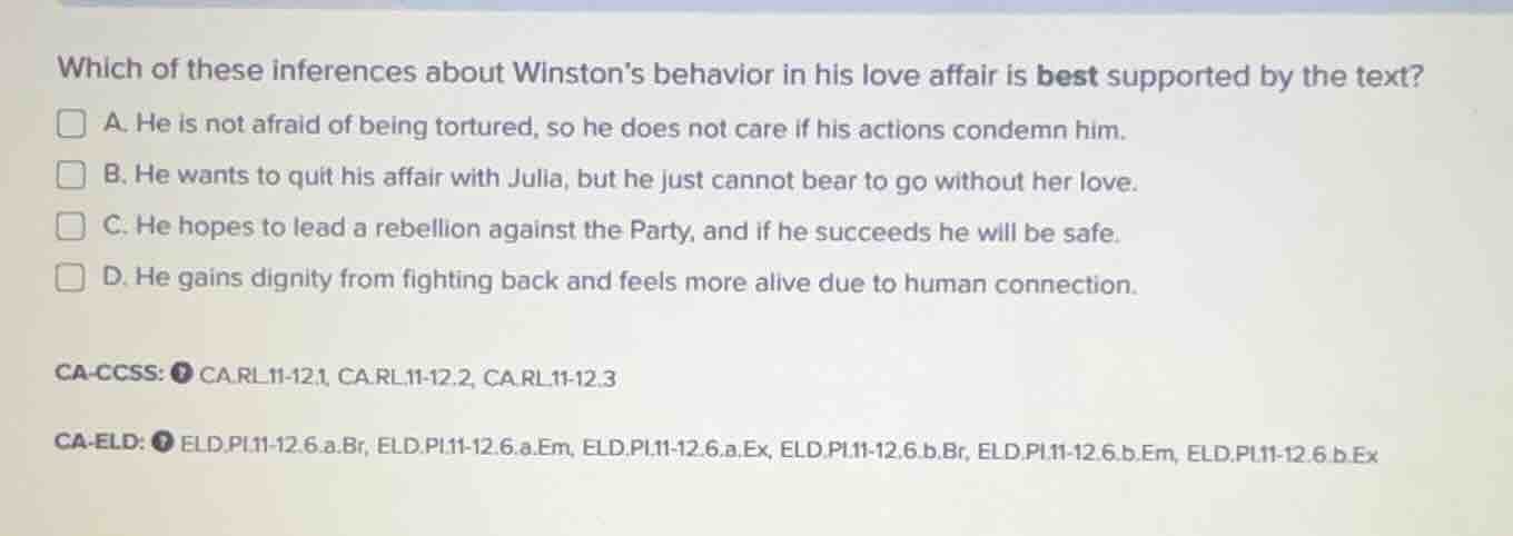 which of these inferences about winston’s behavior in his love affair i…