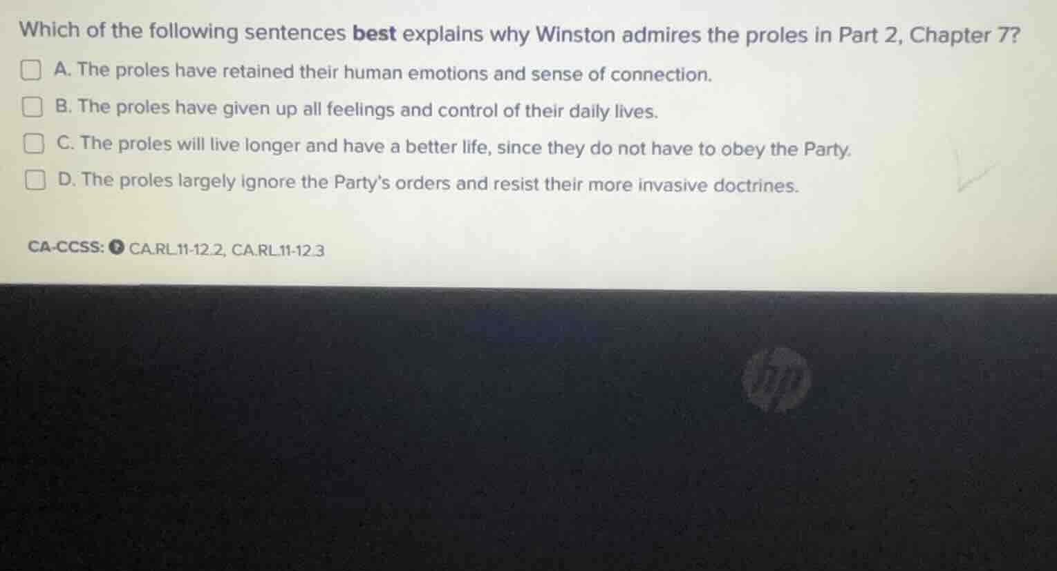 which of the following sentences best explains why winston admires the …