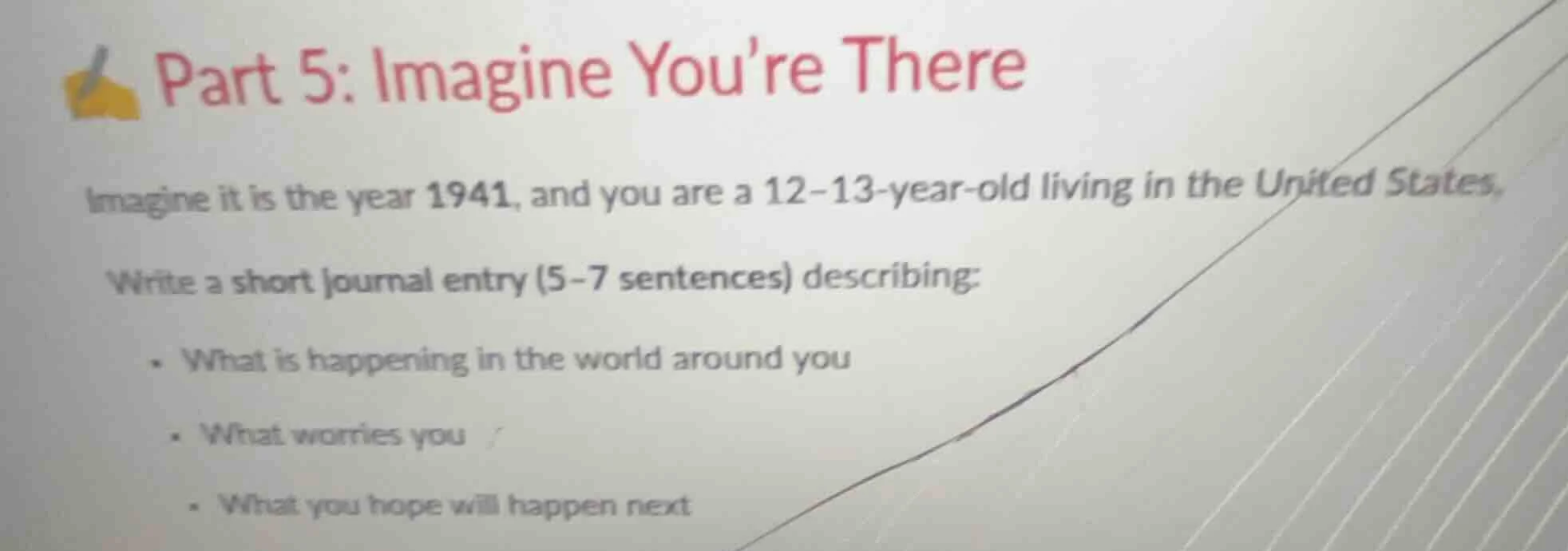 part 5: imagine youre there imagine it is the year 1941, and you are a …