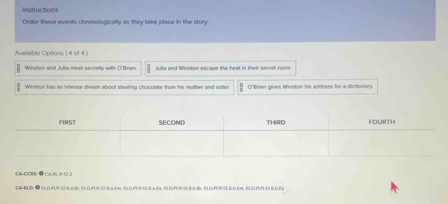 instructions order these events chronologically as they take place in t…