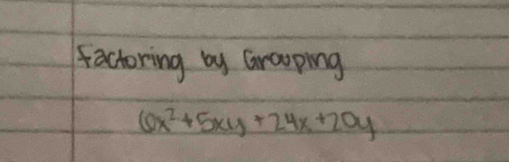 factoring by grouping 6x² + 5xy + 24x + 20y