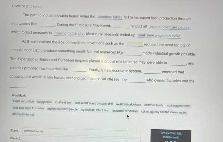 question 2 (13 points) the path to industrialization began when the com…