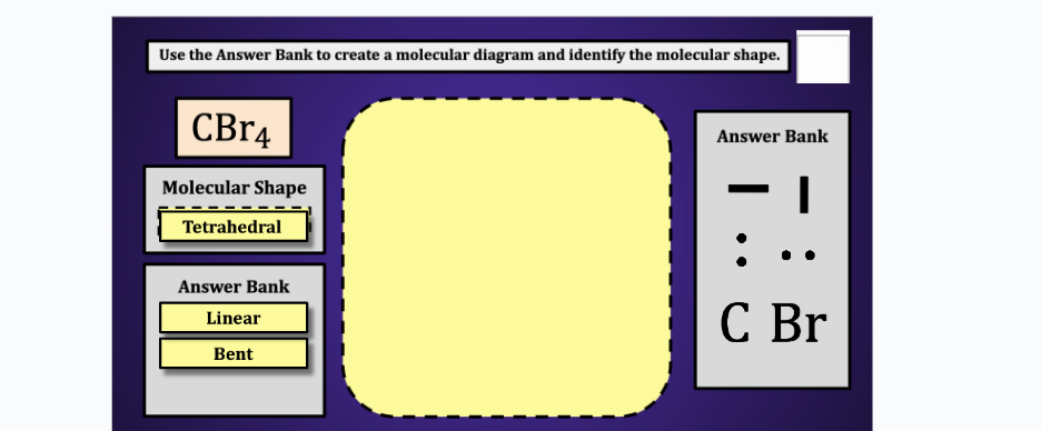 use the answer bank to create a molecular diagram and identify the mole…