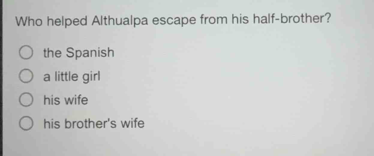 who helped althualpa escape from his half-brother? the spanish a little…