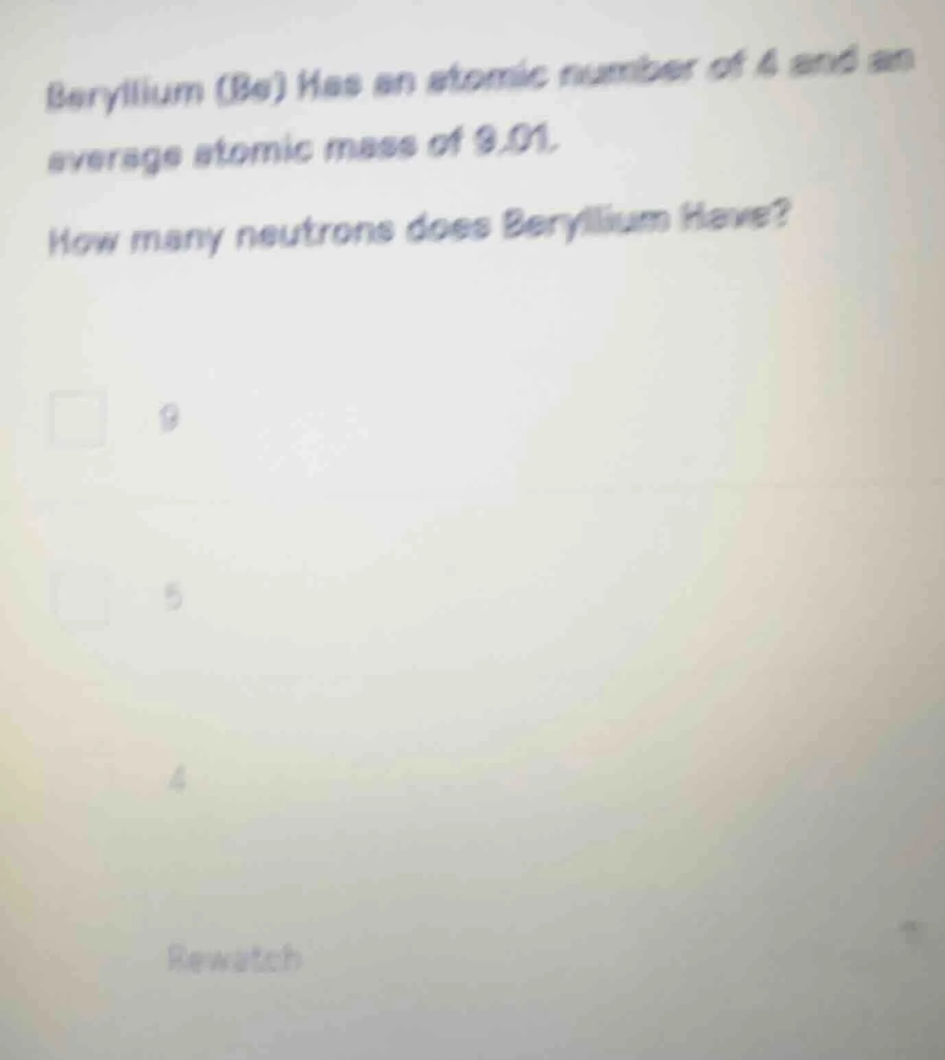 beryllium (be) has an atomic number of 4 and an average atomic mass of …