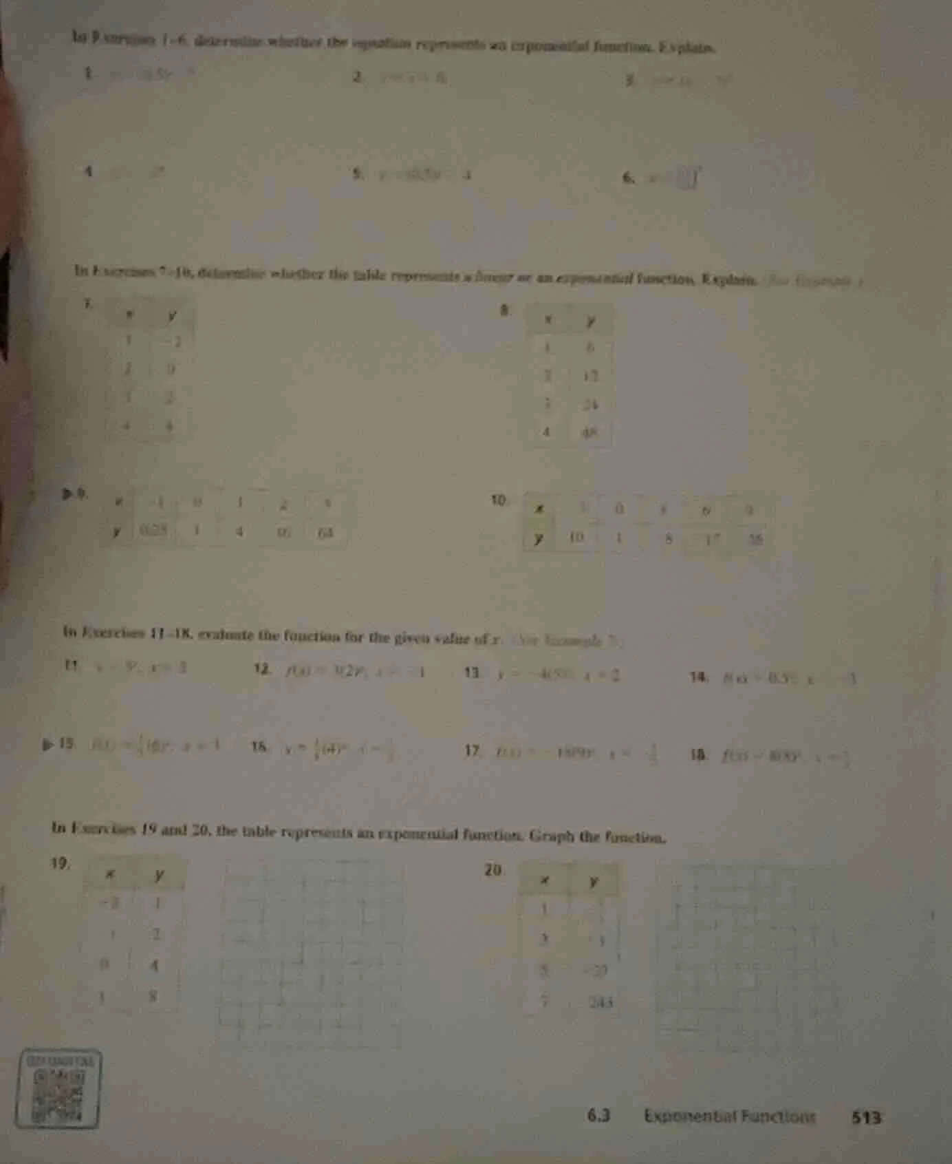 in exercises 1 - 6, determine whether the equation represents an expone…