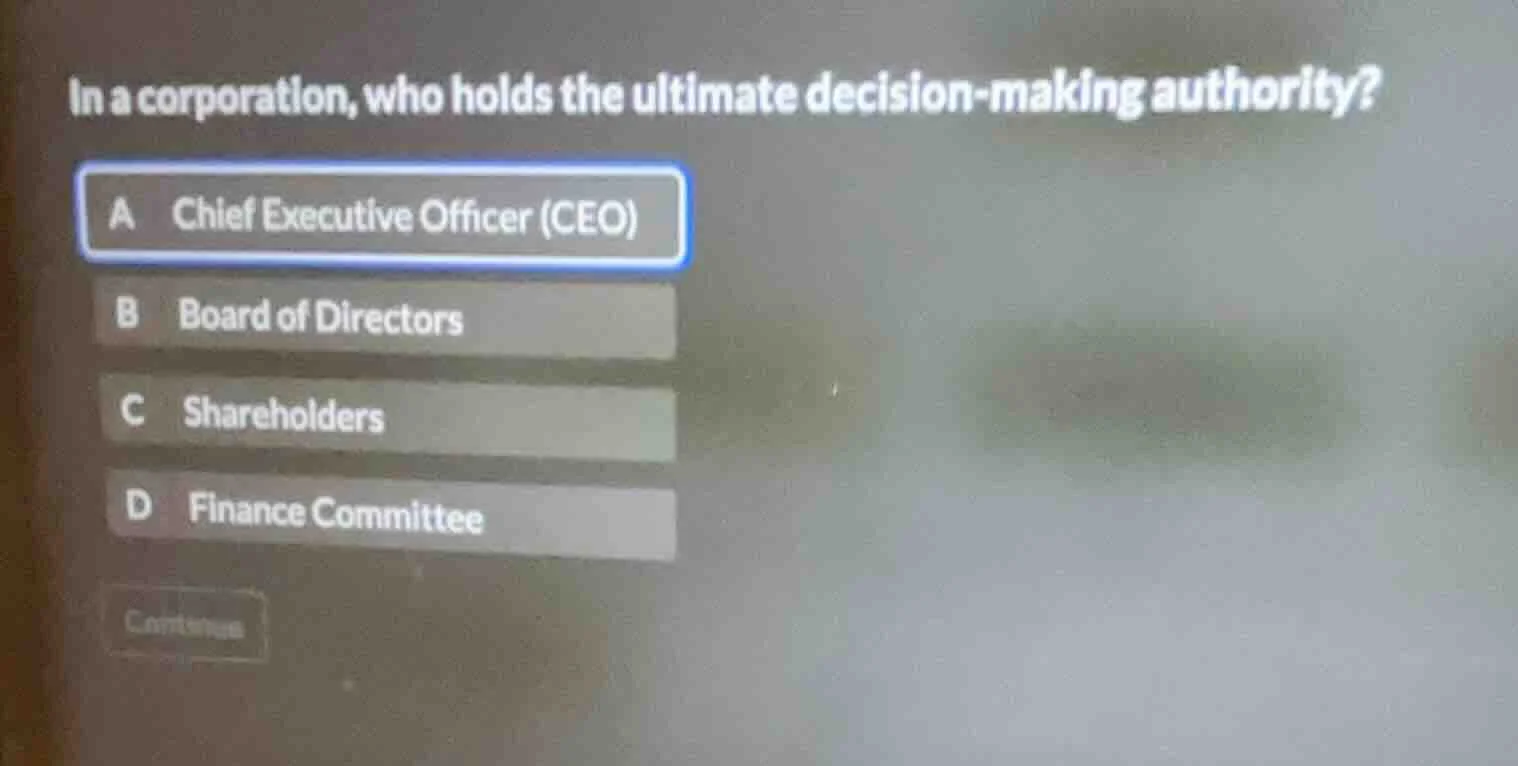 in a corporation, who holds the ultimate decision - making authority? a…