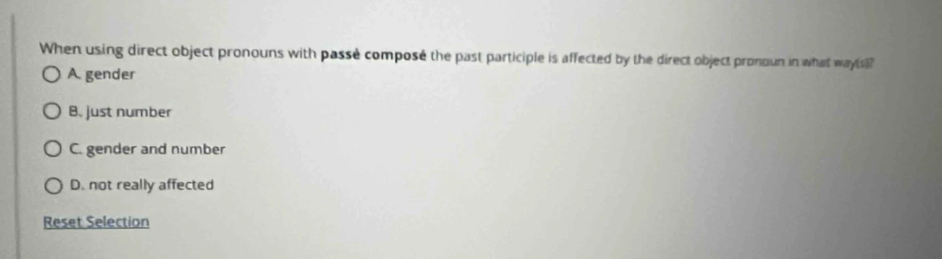 when using direct object pronouns with passé composé the past participl…